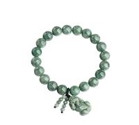 HCGX Real Jade Bracelet for Women Green Jadeite Pixiu Bangle(8mm)