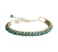 HCGX Real Jade Bracelet for Women - Type A Blue Water Jadeite Abacus Beaded Wire Wrapped Cuff for Good Luck Fengshui Wealth, 5mm+ Adjustable Clasp