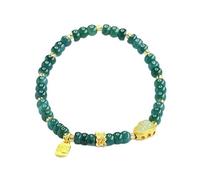 HCGX Real Jade Bracelet for Women - Type A Blue Water Jadeite Abacus Beaded with Gourd Lucky Charm for Good Luck Fengshui Wealth, 5mm