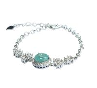 HCGX Real Jade Bracelet for Women - Type A Jadeite Bangle Link Chain with 10mm Ice-Nuozhong Peace Buckle, Adjustable Good Luck Jewelry Gift Box