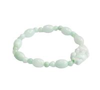 HCGX Real Jade Bracelet for Women - Type A Jadeite Pixiu Beaded for Good Luck and Wealth, 7mm Light Green Gradient Crystal Jewelry for Meditation Yoga