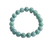 HCGX Real Jade Bracelet for Women - Type A Myanmar Jadeite Beaded with Blue Water Motif for Good Luck Fengshui Wealth, 5.8mm 6. 9mm(About6.8mm)