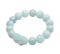 HCGX Real Jade Bracelet for Women - Type A Old Pit Myanmar Jadeite Pixiu Beaded for Good Luck Fengshui Wealth, 13mm Hand Carved Stretch Jewelry for Meditation