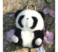 HCGX Realistic Cute Panda Plush Toy, Super Soft Chubby Stuffed Animal Doll, (Black,12cm)