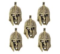 HCGX Retro Brass Spartan Helmet Pendant Knife Lanyard Charm - Engraved Keychain Hanging Ornament DIY