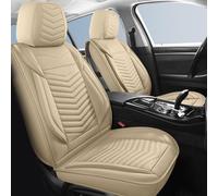 HChengkikz Car Seat Covers Front Pair,Breathable Leather Seat Covers for Cars,Universal Automotive Seat Covers Interior Covers Fit for Most Cars Vehicles Sedans SUV Pickup Trucks(Beige)