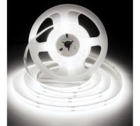 HCHEOG COB LED Strip Lights 5m,6000K Daylight White LEDStrips,Uniform DC24V LED Strip,with 320LEDS/M 8mm Wide, CRl90+,Dotless LED Tape for RoomDecoration (No Power Supply)