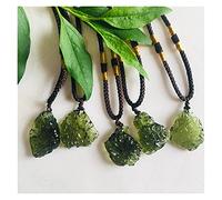 HCHL Moldavite stone, Real Raw Moldavite 1pcs Natural Crystal Green Gem Moldavite Meteorite Glass Necklace Pendant Stone Moldavite crystal jewelry, women's jewelry (Metal Color : 10-15g with package)