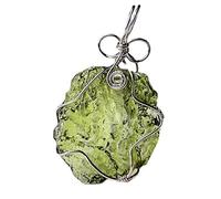 HCHL Moldavite stone, Real Raw Moldavite Moldavite Green Aerolites Crystal Stone Pendant Energy Free Rope Necklace Moldavite crystal jewelry, women's jewelry (Metal color : 10-15g)