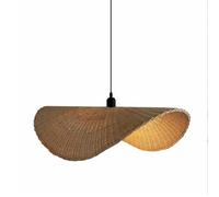 HCIPJQY 80cm Woven Pendant Light French Style Single Light Chandelier Wicker Single Layer Hanging Lights Crafts Lampshade Ceiling Lamp For Show Kitchen Farmhouse Hallway Living Room