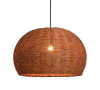 HCIPJQY Middle Century Pendant Light Natural Rattan Dome Lamp Shades Country Farmhouse Cafe Tea House Lighting Adjustable Bamboo Hanging Lamp For Living Dinning Room Bedroom Kitchen Island