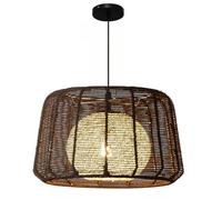 HCIPJQY Minimalist Lantern Pendant Light Retro Hemp Rope Weaving Lampshade Modern Schoolhouse Hanging Lamp Bedroom Living Room Cafe Hotel Chandelier in Japanese Style