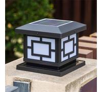 HCIPJQY Simple Dimmable Post Outdoor Lighting Modern Black Solar Lamp Aluminium Deck Pillar Lamp, Waterproof Lantern Lamp Fits for 3.5x3.5 4x4 Fence Garden Yard Patio Driveway