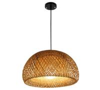 HCIPJQY Simple Dome Woven Pendant Light Bamboo Wicker Hanging Pendant Light Lantern Double-layer Lamp Shade Ceiling Lamp For Kitchen Island Nursery Restaurant Cafe Hanging Light