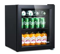 HCK 48L Mini Fridge with Glass Door, 0-15C Cooling Zone and 2 Shelves