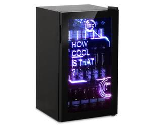 HCK 98L Mini Fridge - Cyberpunk Modern Lighting Beverage & Beer Fridge | 0-10°C Precise Control | Frost-Free Low-E Glass Door | Ideal for Gaming Room, Parties, Bedrooms | Black