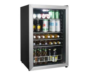 HCK Beer Fridge 115L Freestanding Beverage Refrigerator with Double Glazed Glass Door, Temperature from 0 to 10℃, Energy Class D