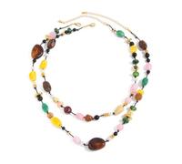 Hclian 2 Pcs Colorful Chunky Beaded Necklaces for Women Y2K Boho Trendy | Double Layer Collar Statement Necklace Multicolor Irregular Mixed Resin Beads Chokers Handmade Summer Beach Jewelry Gift