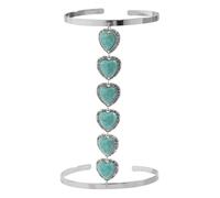 Hclian Boho Turquoise Heart Arm Cuff for Women Silver Open Adjustable Cuff Bracelet Upper Arm Band for Festival & Beach Wear, 9.5, Acrylic, no gemstone