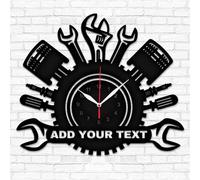 HCLRIU Personalized Garage Wall Clock Custom Name/Text Metal Wall Clock with Colorful Light Decor for Garages Living Rooms Kitchens Studios and Bedrooms A Thoughtful Gift for Husbands Fathers and Men