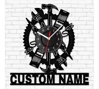 HCLRIU Personalized Garage Wall Clock Custom Name/Text Metal Wall Clock with Colorful Light Decor for Garages Living Rooms Kitchens Studios and Bedrooms A Thoughtful Gift for Husbands Fathers and Men