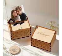 HCLRIU Personalized Music Box Custom Engraved Wooden Music Box with Text/Images Supports Custom Songs Digital Player A Unique Musical Gift Crafted for Couples, Women, Men, Valentine's Day