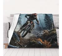HCLYvexiria Throw Blanket 60"x50" Reversible Plush Blanket Mountain Bike Tournament Flannel Blankets Warm Cozy Throws for Sofa Lightweight Blankets for Couch Bed All Seasons