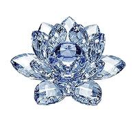 HCLZOE Blue Crystal Flower Ornaments Crystal Lotus Interior Decoration Crystal Glass Lotus Ornaments (Small)