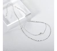 HCMA 925 Sterling Silver Simple Disc Double Layer Chain Necklace Women Fashion Wedding Party Jewelry Accessories Girlfriend Gift