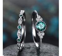 HCMA Double Layer Sparkling Perfect Blue Round Cut Zircon Stone Rings Female Party Engagement Wedding Ring Gift