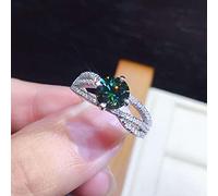 HCMA Double Layer Weave Luxury Created Green Blue Moissanit Gemstone Adjustable Ring For Women Fine Jewelry Wedding Gift