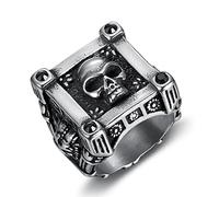HCMA Gothic Skull Black Zircon Crystal Titanium Steel Men's Rings Viking Punk Hip hop Rock For Man Boyfriend Biker Jewelry Creativity Gift