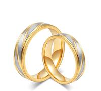 HCMA Lover Wedding Rings Gold-Color Titanium Steel Couple Wedding Engagement Rings for Women Men