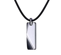 HCMA Mens Boys Chokers Tungsten Carbide Striped Pendants Necklaces With Black Rubber Rope Men Vogue Jewelry Collares