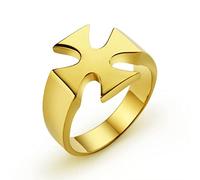 HCMA Men's Knight Templar Cross Rings Black Punk Crusaders Band Rings for Men's Stainless Steel Polished Signet Rings Jewelry Gift
