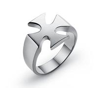 HCMA Men's Knight Templar Cross Rings Black Punk Crusaders Band Rings for Men's Stainless Steel Polished Signet Rings Jewelry Gift