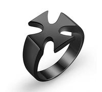 HCMA Men's Knight Templar Cross Rings Black Punk Crusaders Band Rings for Men's Stainless Steel Polished Signet Rings Jewelry Gift