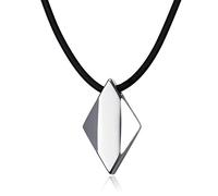 HCMA Mens Necklaces Sharp Bold Tungsten Carbide Pendant with Raised Center Black Rubber Leather Rope Necklace