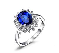 HCMA Princess Diana William Kate Sapphire Emerald Ruby Gemstone Rings for Women Wedding Engagement Jewelry Gift