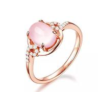 HCMA Silver-plated Pink Crystal Gemstone Ring Female Rose Gold Opal And Hibiscus Stone Gemstone Ring For Women Jewelry Gifts