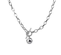 HCMA Silver Round Bead Pendant Necklace Clavicle Chain Geometric Necklace the for women & men