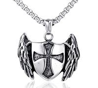 HCMA Temple Knights Cross Shield Titanium Steel Men Necklaces Pendants Punk for Male Hip hop Rock Party Jewelry Creativity Gift