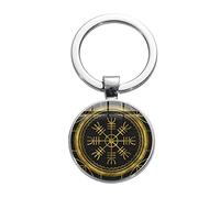 HCMA Viking Compass Keychain Ancient Trinity Nordic Runes Odin Symbol Art Pattern Time Gem Keyring Car Key Chain Jewelry Gift
