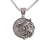 HCMA Viking Wolf Head Necklace Nordic Amulet Wolf Pendant Wizard Wolf Head Pendant Necklace for Geralt Fashion Gift for Men