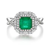 HCMA Vintage 925 Sterling Silver Asscher Cut Emerald Greated Moissanite Gemstone Wedding Engagement Fine Jewelry Ring For Women Gift