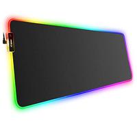 Hcman RGB Gaming Mouse Mat Pad, Large Thick (800×300×4mm) XXXL Extended Led Mousepad with Non-Slip Rubber Base, Soft Computer Keyboard Mice Mat for Macbook, PC, Laptop, Desk - Black