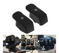 HCmotorku 1 Pair Motorcycle Turn Signal Button Extension Caps Switch Cover Compatible with Harley Softail Slim Fatboy Breakout Heritage Sportster 883XL Dyna Black