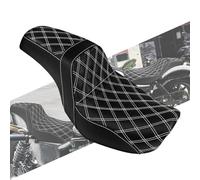 HCmotorku One-Piece Rider Passenger Seat 2-up Pillion Seat Cushion Fit For Harley Dyna Fat Bob FXDF Low Rider FXDL Street Bob FXDB Switchback FLD Wide Glide FXDWG 2006-2017 (White Stitching)