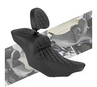 HCmotorku One-piece Two-Up Seat Driver Passenger Seat with Adjustable Driver Backrest Fit for Harley Touring Road King Street Glide Electra Glide 2023.5-Up Black Stitching