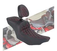 HCmotorku One-piece Two-Up Seat Driver Passenger Seat with Driver Backrest Fit for Harley Touring Road King Street Glide Electra Glide 2023.5-Up Red Stitching